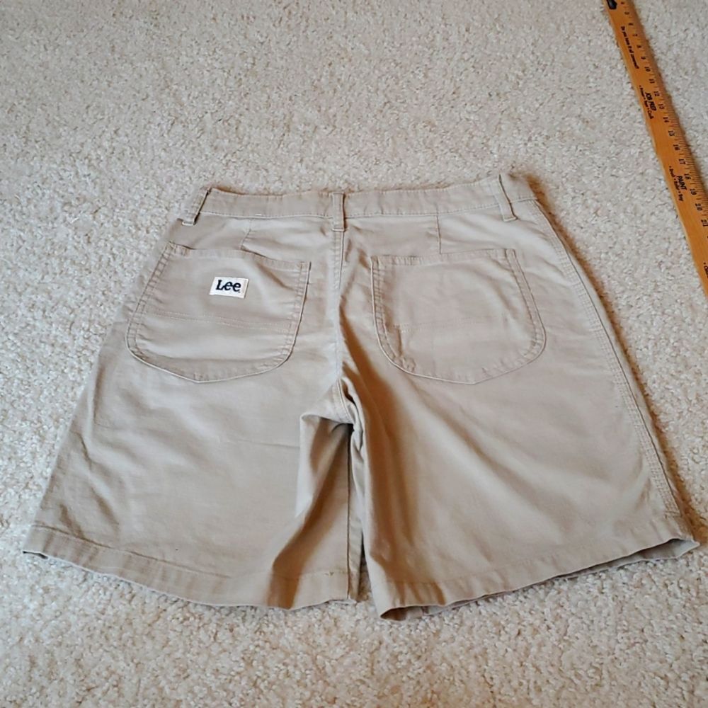 Lee Tan Flat Front Stretch Khaki Chino Shorts Size 10 Medium - Picture 3 of 9